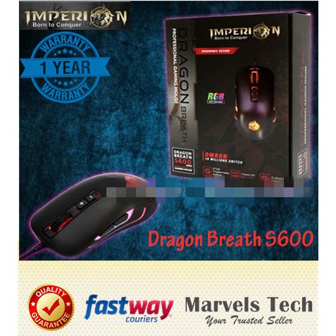 Imperion Dragon Breath S600 RGB Color 4000 DPI Gaming Mouse with MCU ...