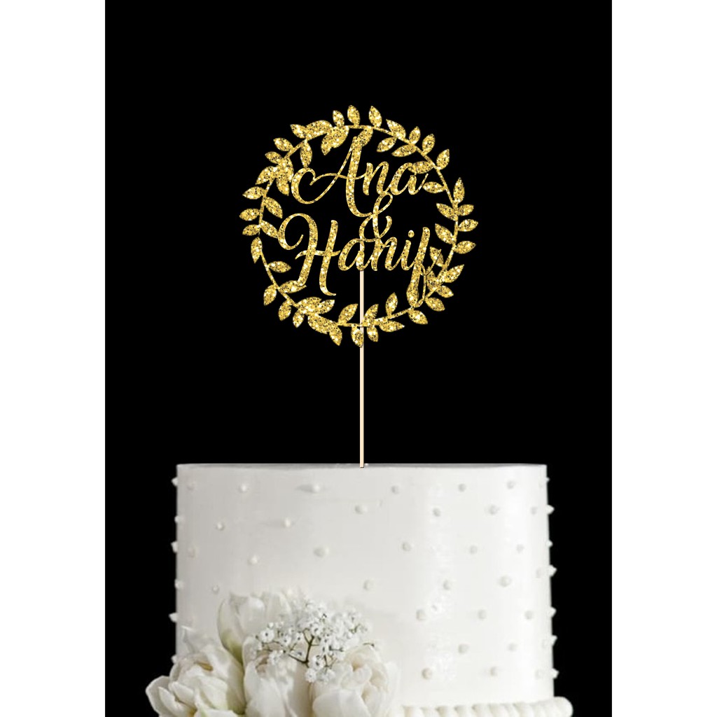 Glitter cardstock cake topper( round pattern) customize Shopee Malaysia