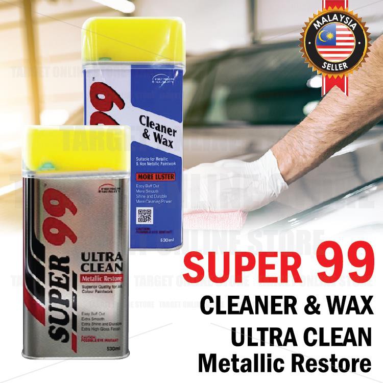 SUPER 99 Luster Cleaner & WAX / ULTRA CLEAN METALLIC RESTORE Liquid Wax ...