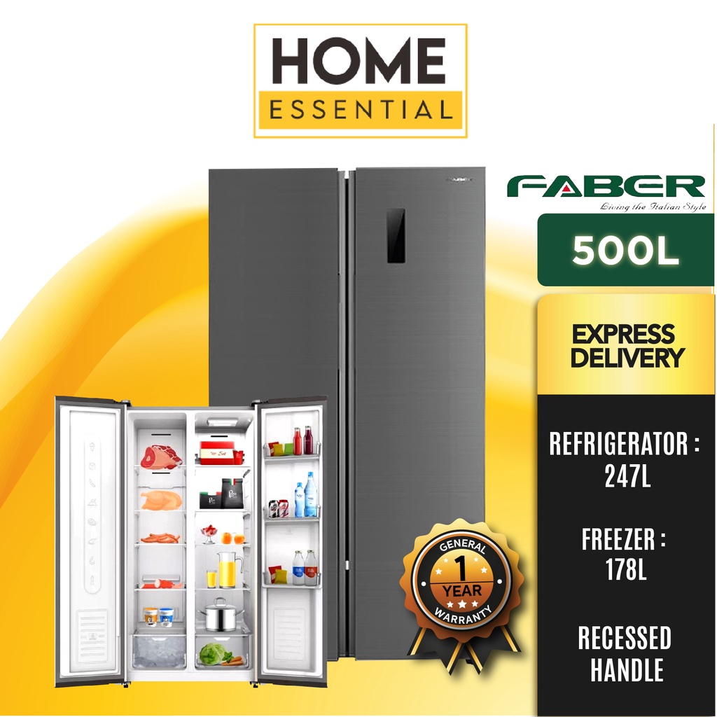 Faber 500L Side By Side Inverter Refrigerator LUSSO SBS-500DG ...