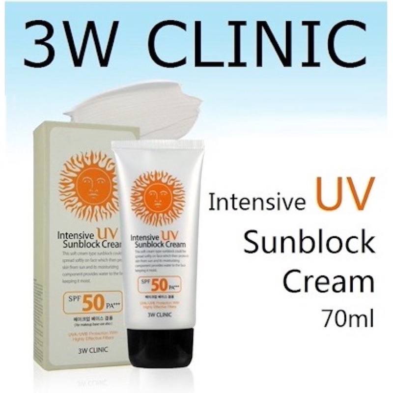 🔥NEW 3W CLINIC Intensive UV Sunblock Cream 70ml SPF50 + PA +++🔥 ...