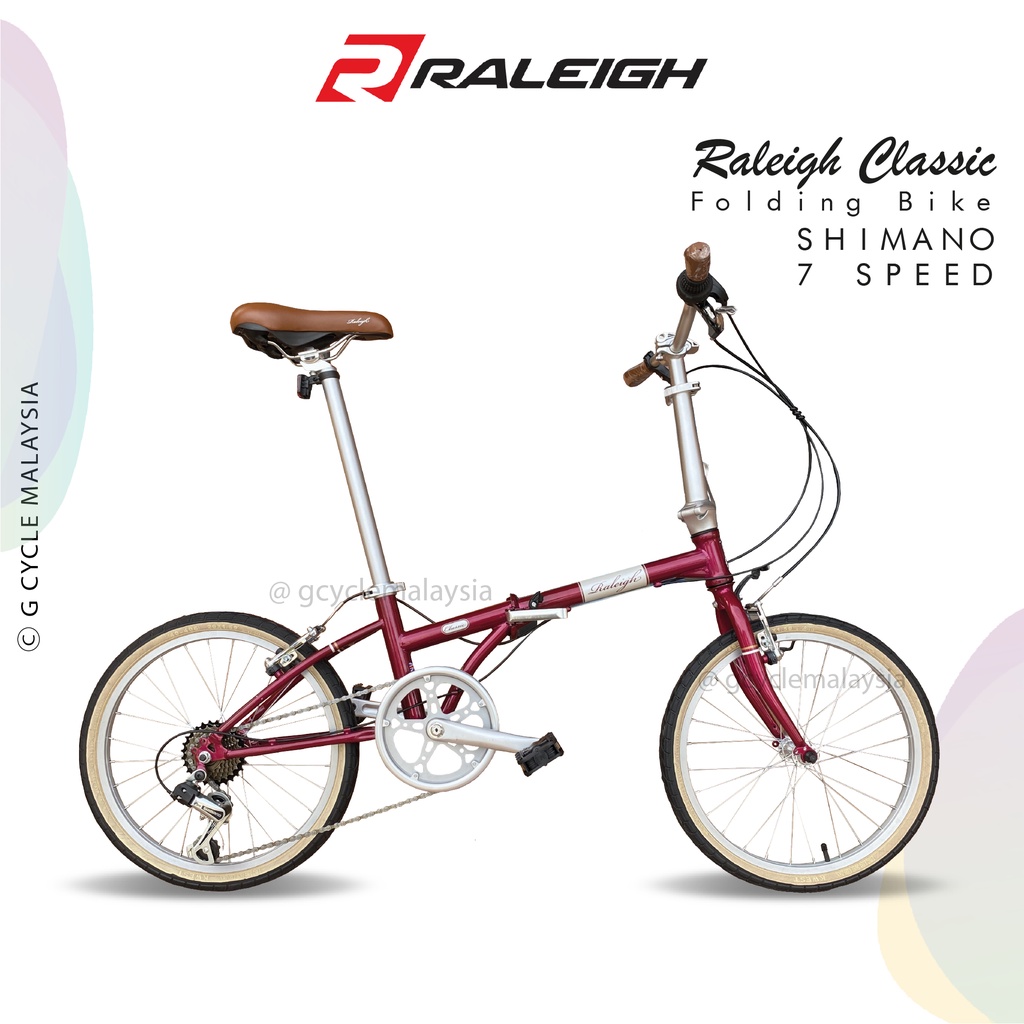 Raleigh UK Classic Folding Bike Shimano 7 Speed Foldable bicycle