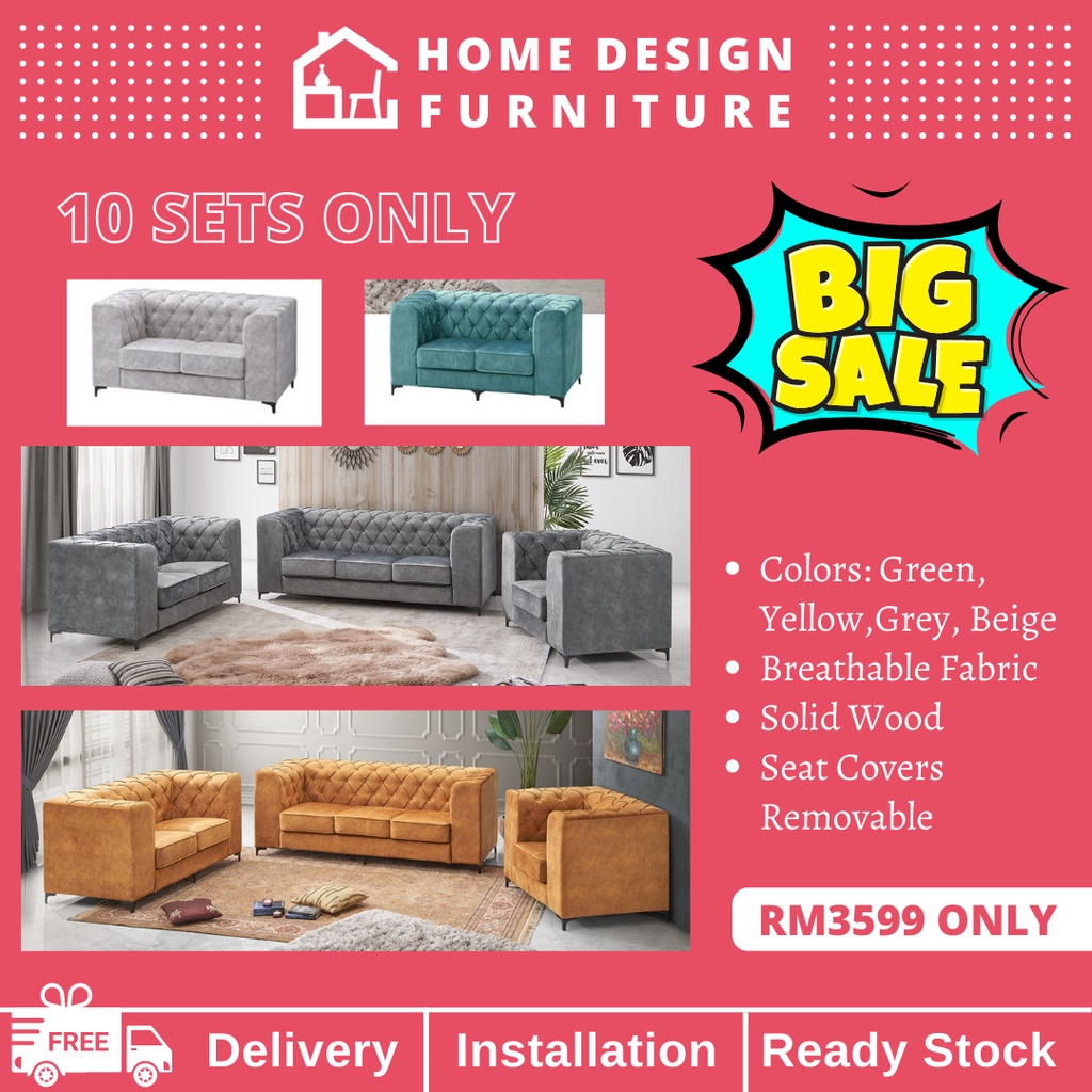 Melaka Home Design 1+2+3 Chesterfield Sofa Harga Kilang Shopee Malaysia
