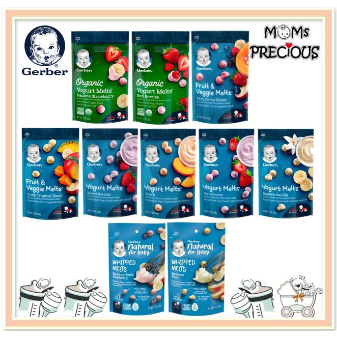 Gerber Yogurt Melts / Fruit & Veggie Metls FreezeDried Snack / Whipped