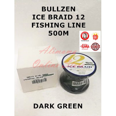 BULLZEN ICE BRAID 12X DARK GREEN FISHING LINE 500M 30LB / 40LB / 50LB /  60LB