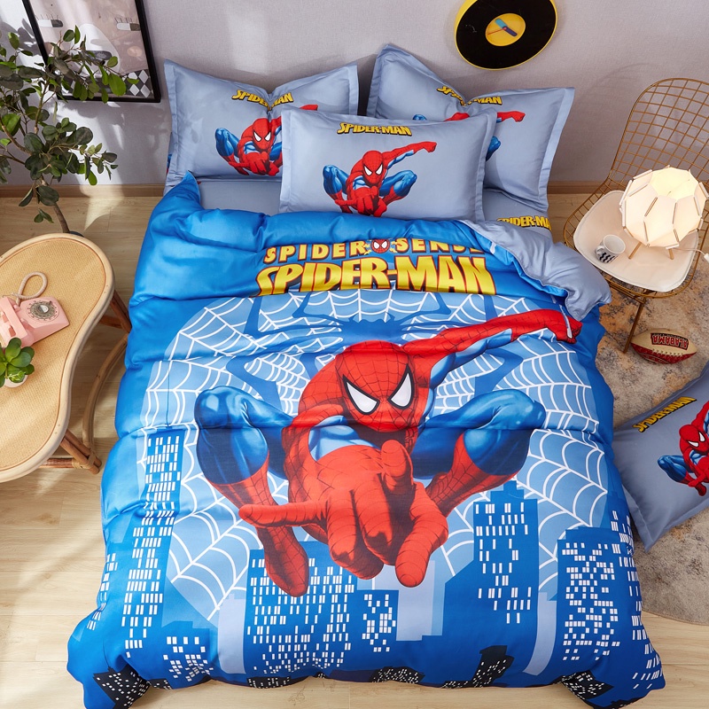 Spiderman Bedding Set Kids Bedsheet Fitted Cadar Quilt Cover