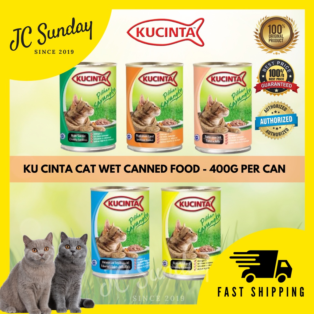 KUCINTA Cat Food Wet Food Canned Food Makanan Kucing 400g Authorized ...