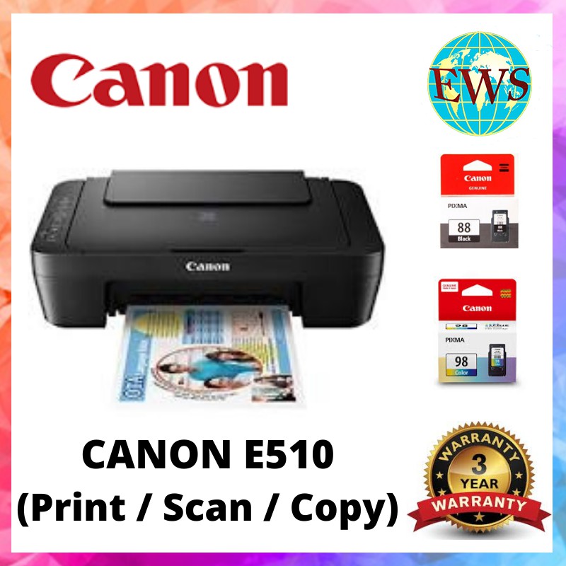 CANON PIXMA E510 INK 3 IN 1 INKJET BORDERLESS COLOUR PRINTER (PRINT