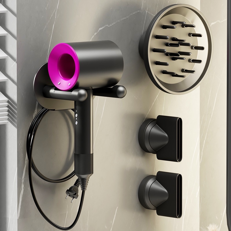 SHENGYA Gun Grey Hair Dryer Holder bilik air Rack Wall Mounted Hair