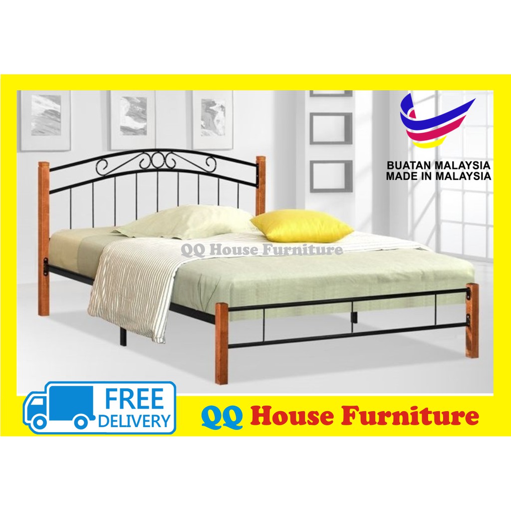 FREE SHIPPING *** METAL & WOOD DOUBLE BED/QUEEN BED/BED FRAME/KATIL