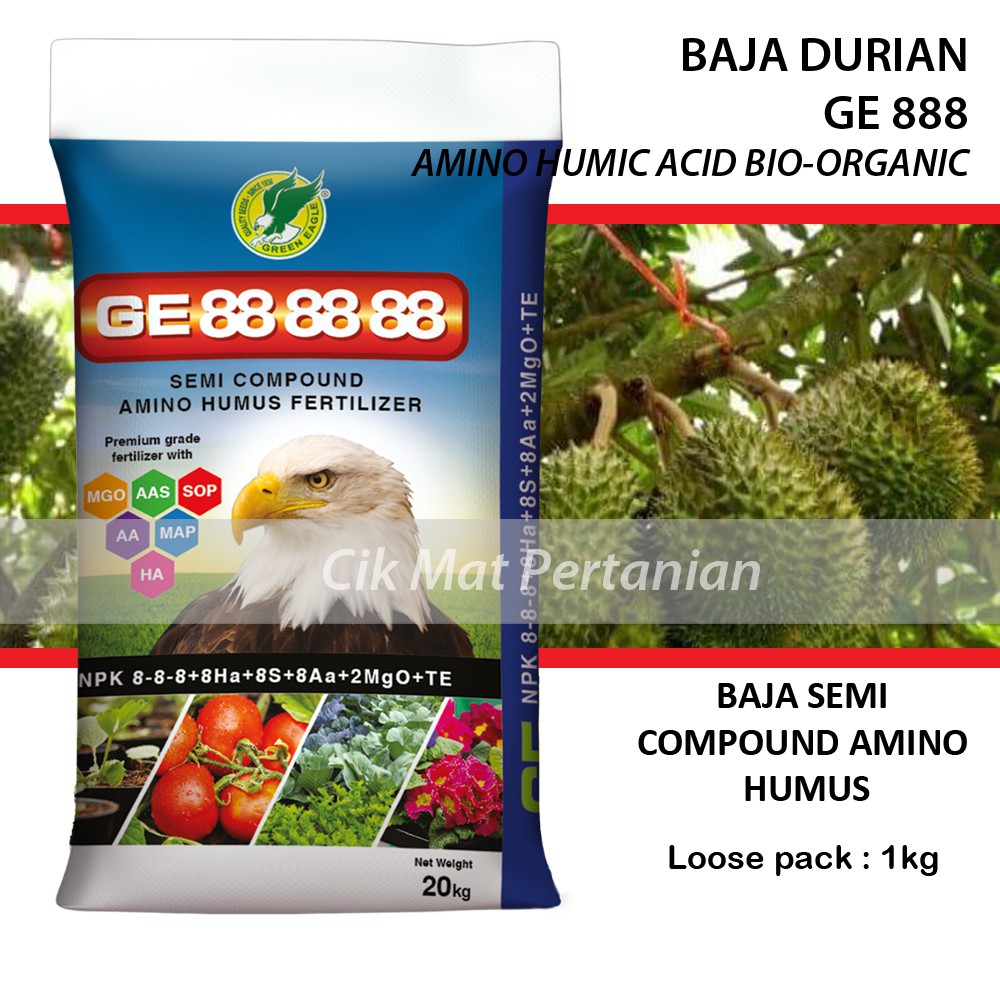 BAJA DURIAN - 1 HINGGA 4 TAHUN - GE888 SEMI COMPOUND AMINO HUMUS - 1KG ...