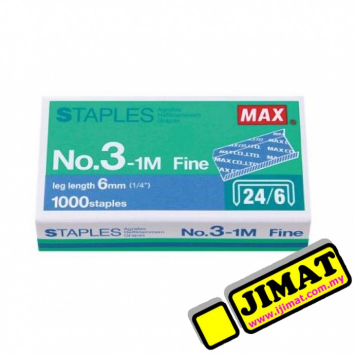 MAX STAPLES NO. 3-1M (24/6) (1000PCS/BOX) For HD50, HD-50R, HD-35L ...