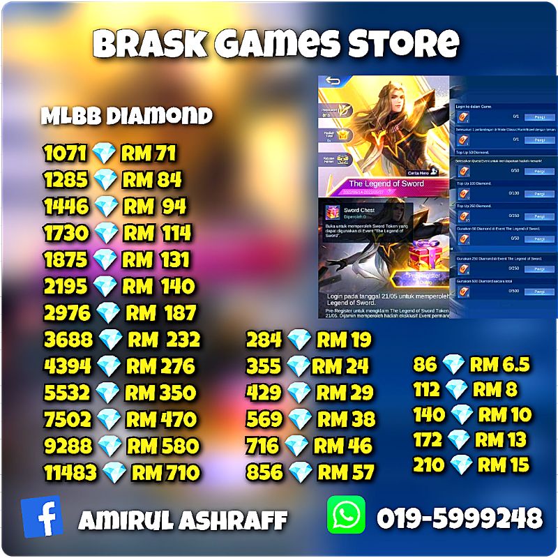 MLBB Diamond Top Up Mobile Legend Diamond Game Murah Topup ML MLBB