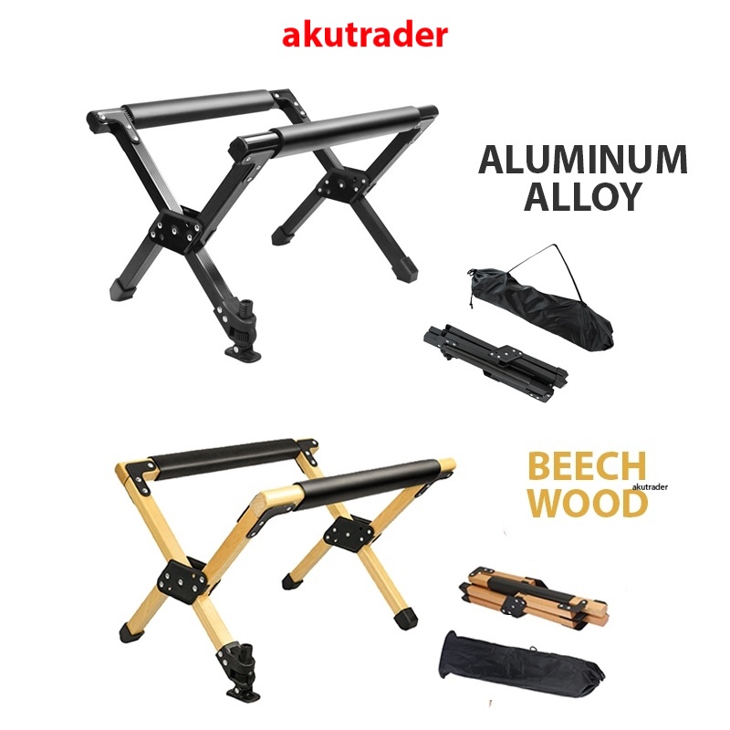 Aluminum Alloy and Wood Design Folding Outdoor Ice Bucket Camping Rack Bracket Storage Foldable