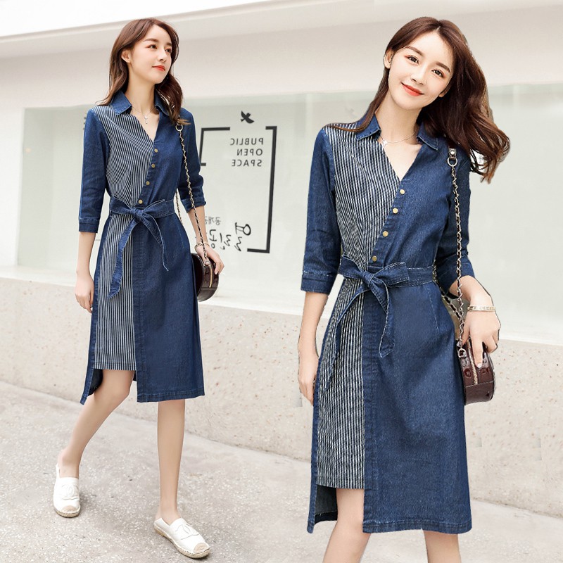 Denim clearance dress shopee