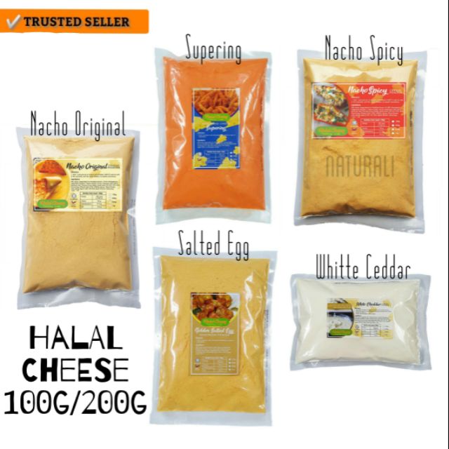 HALAL CHEESE POWDER ORIGINAL, SPICY, SUPERING, WHITE CHEDDAR, SALTED