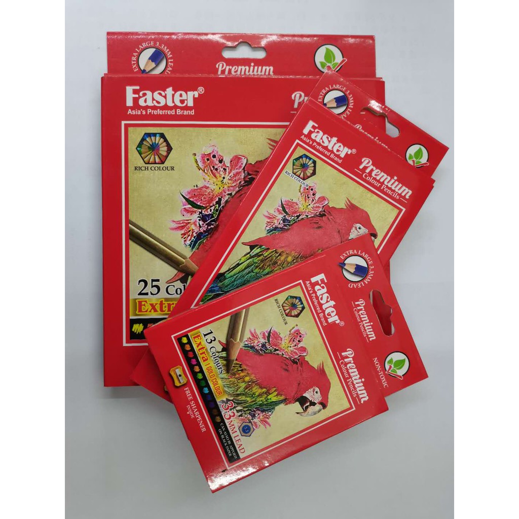Faster Premium Colour Pencils (Extra 1 GOLD COLOUR inside) CP-FP383-13S ...