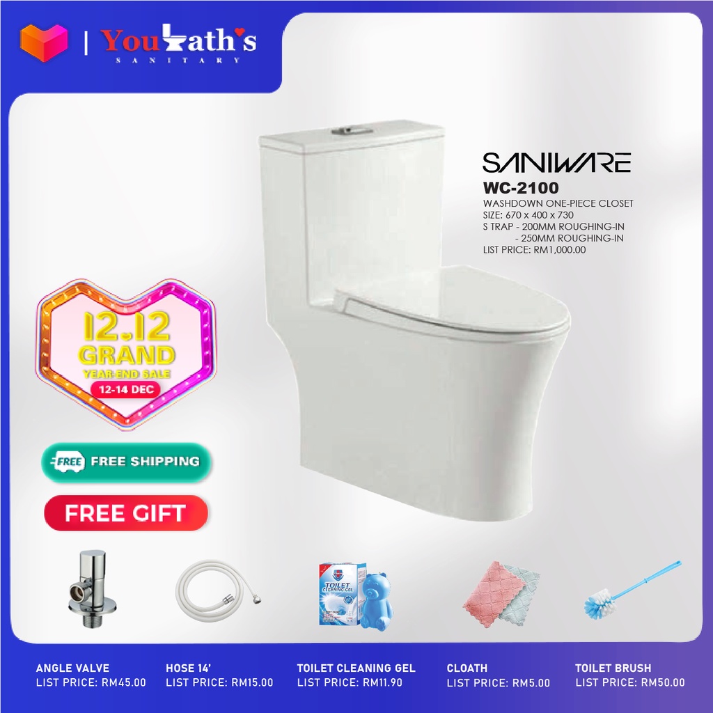 SANIWARE Close Coupled WC One Piece Washdown Water Closet (Toilet