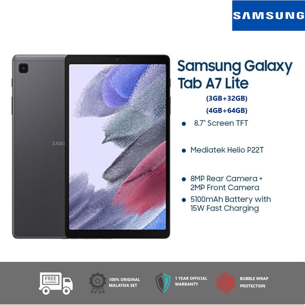 Samsung Galaxy Tab A7 Lite Tablet T225 (3GB+32GB/4GB+64GB) -Original  Samsung @1 year warranty