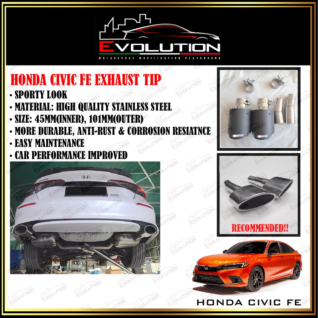 HONDA CIVIC FE STAINLESS STEEL EXHAUST TIP CARBON FIBRE EXHAUST TIP