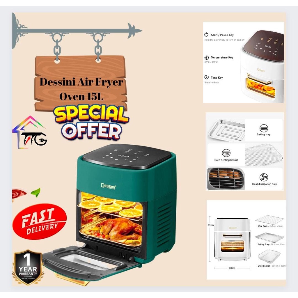 Dessini Air Fryer Oven 15L Shopee Malaysia