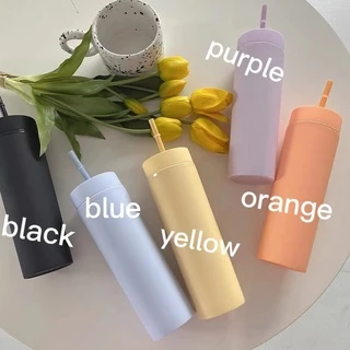 450ml  Drinking Cup Water Bottle With Straw Cawan tumblr Food Grade Reusable Portable Outdoor Water Cup Double Layer