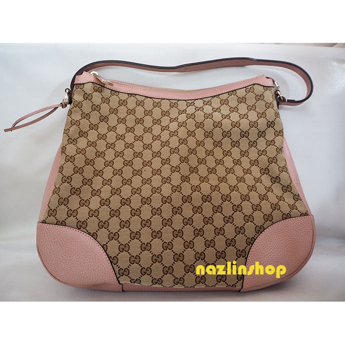 GUCCI Large Bree GG Canvas Hobo Bag Pink 449244