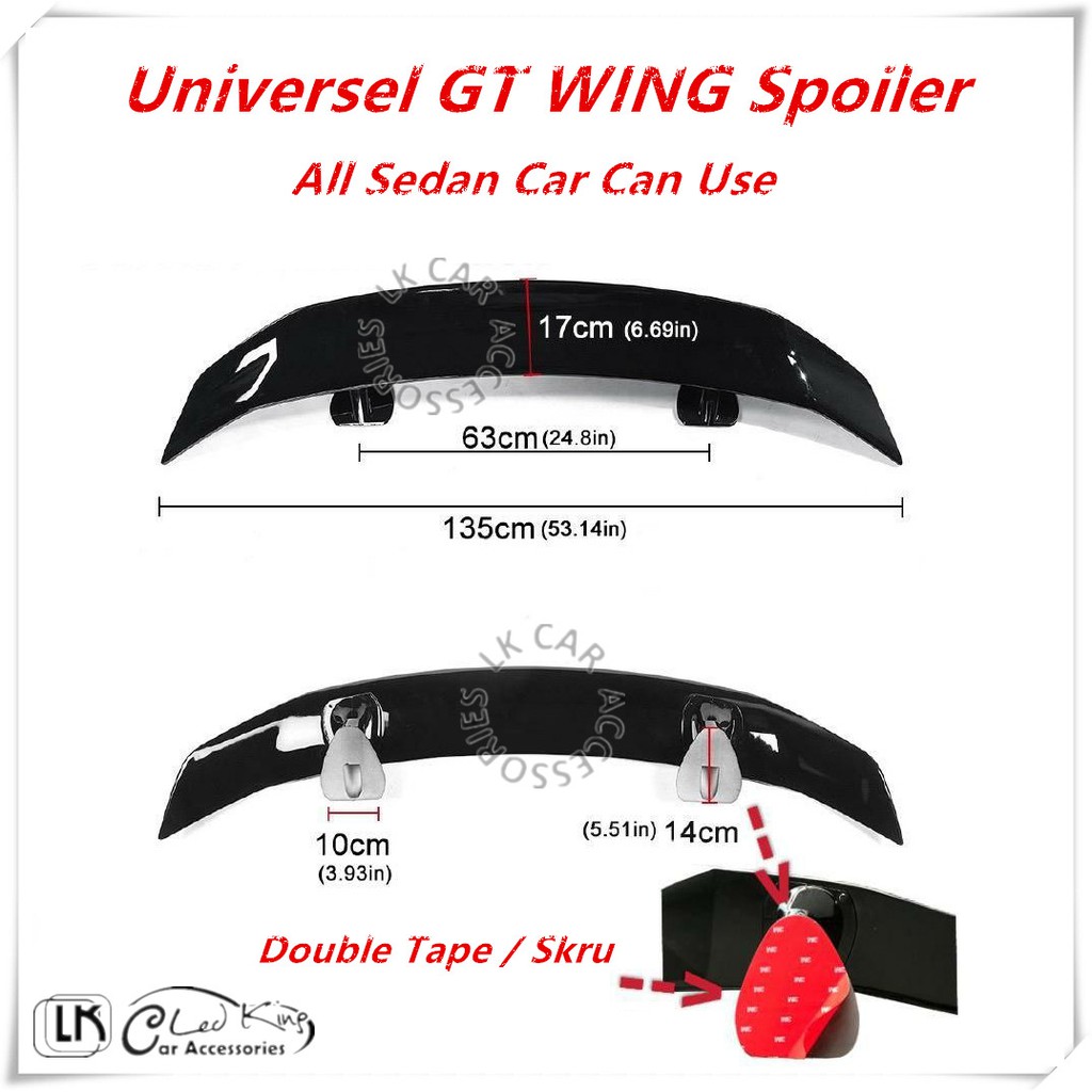 Universal GT Wing Spoiler Sedan Car Wira Waja Blm Flx Saga VVT VIOS