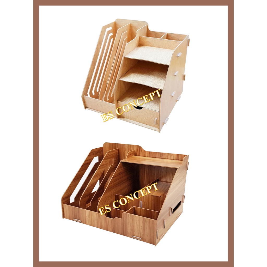 Wooden table book & organiser rack, desktop rack, document rack, rak ...