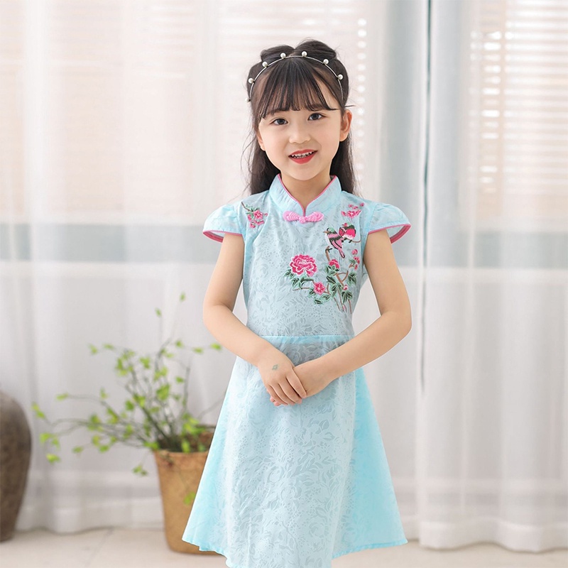 cheongsam kids baby girl dress Embroidered dress Girl Clothes AKKU Shopee Malaysia