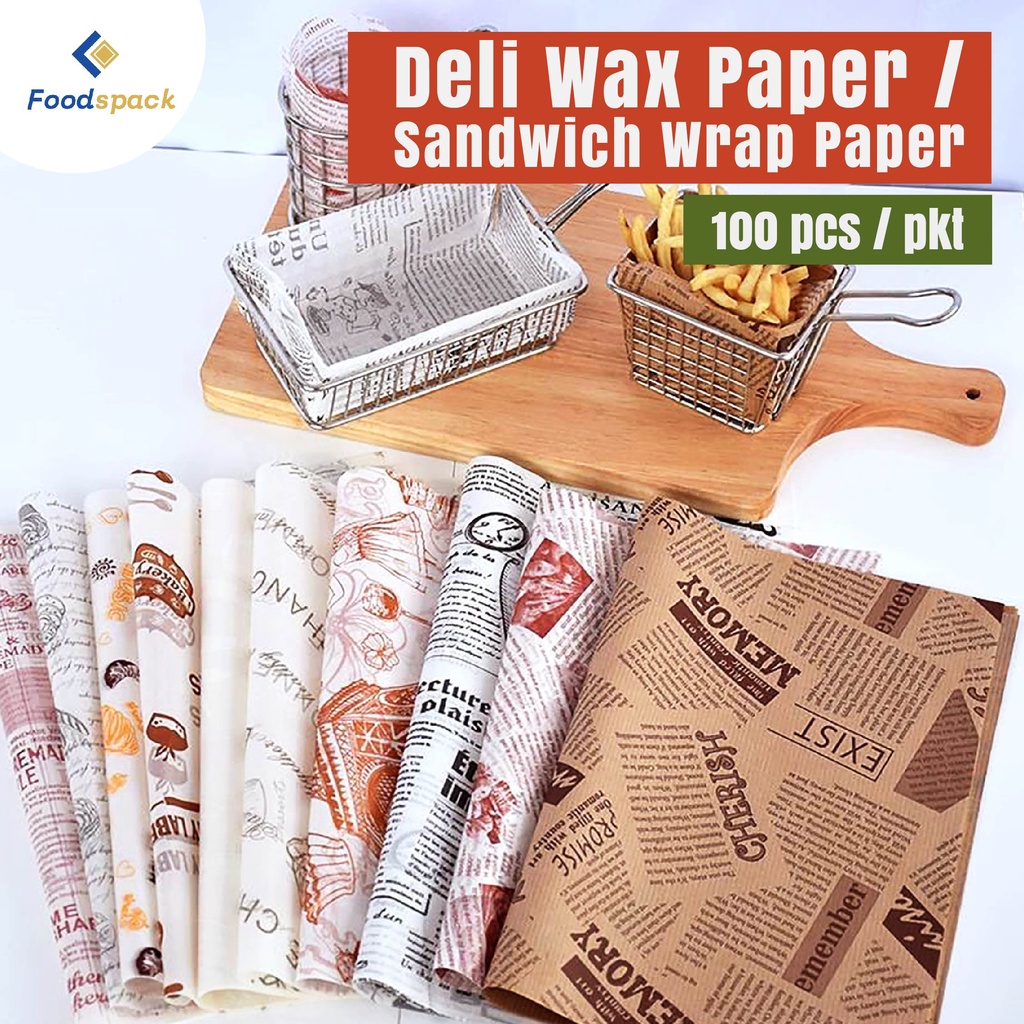 100Pcs Wax Paper Sheets for Food, Parchment Paper, Sandwich Wrapping Paper,  Bask