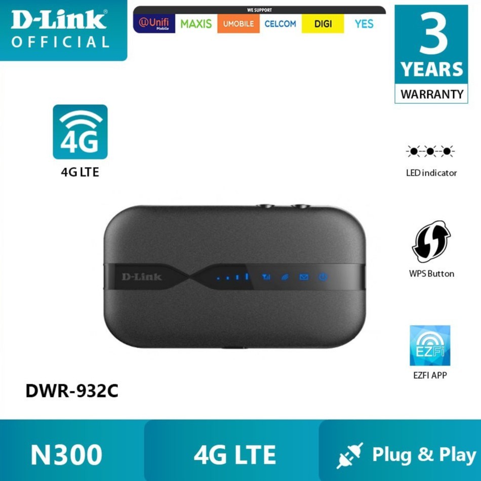 D-LINK DWR-932C 4G LTE Wireless Hotspot WiFi Portable Mobile MiFi Modem ...