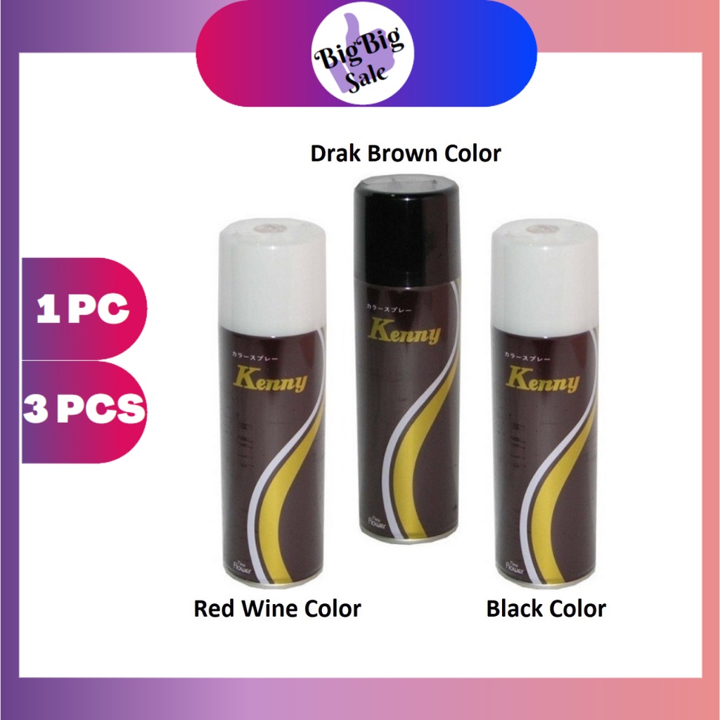 Kenny Color Hair Spray 125g ( Dark Brown / Black / Red Wine ) Shopee