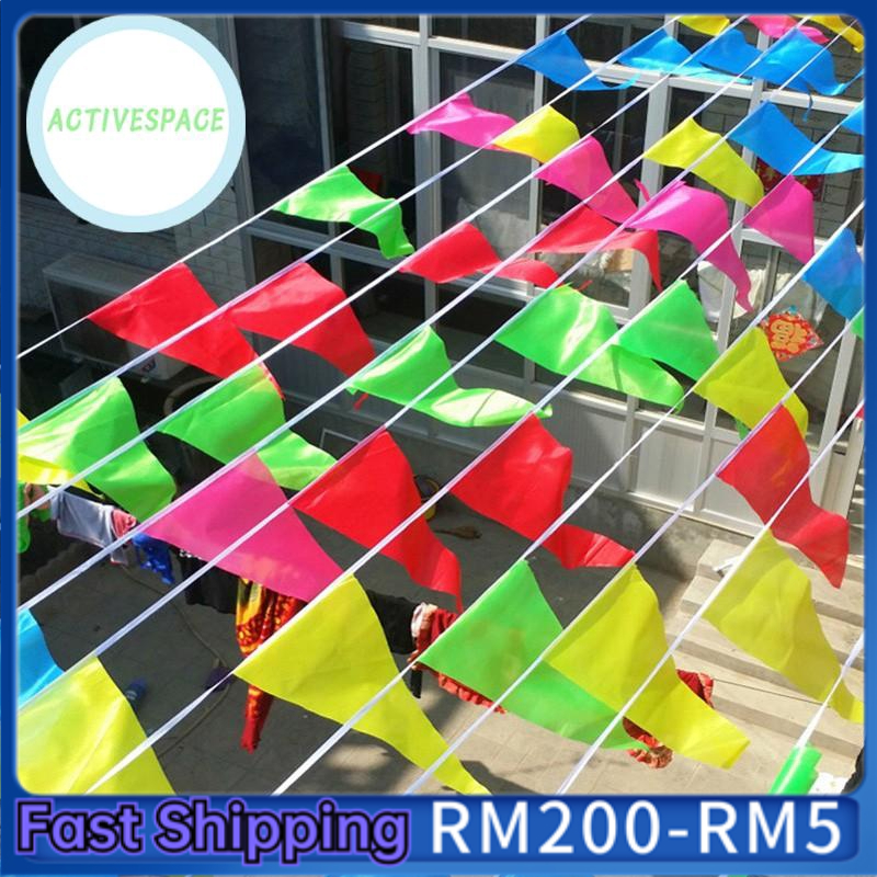 50M Colorful Triangle Flag Pennant String Banner Festival Party Holiday ...