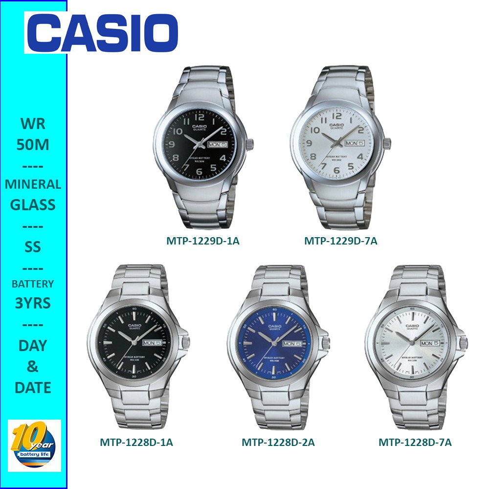 CASIO STANDARD MEN WATCH MTP 1228D 29D SERIES DAY DATE