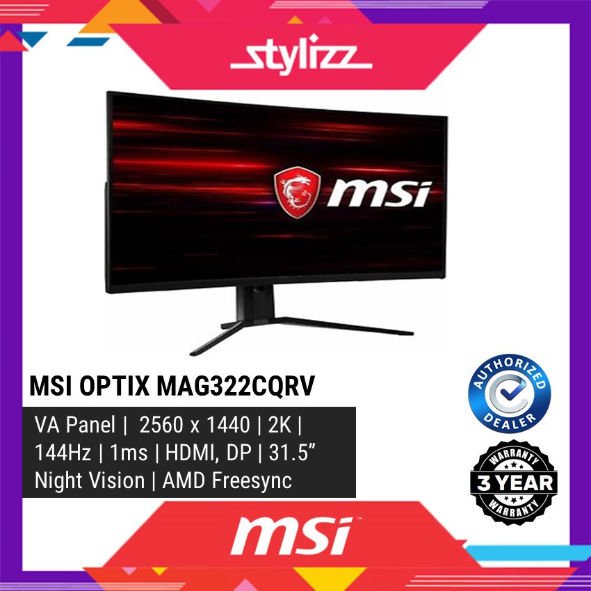 MSI OPTIX WQHD 144Hz 1ms FreeSync Curved LED Gaming Monitor (31.5 ...