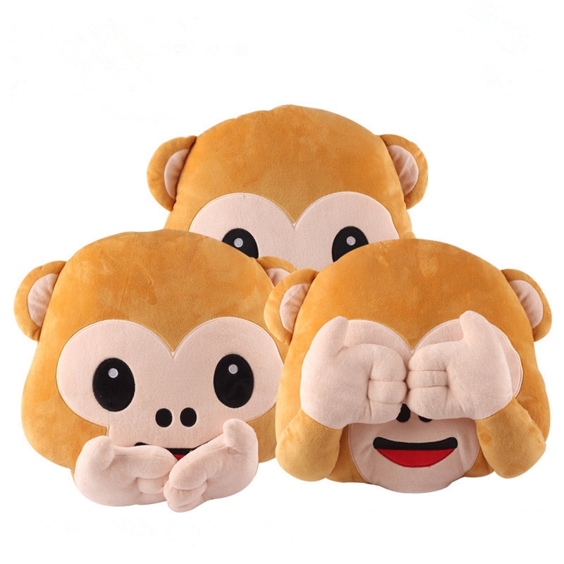 Monkey top emoji cushion