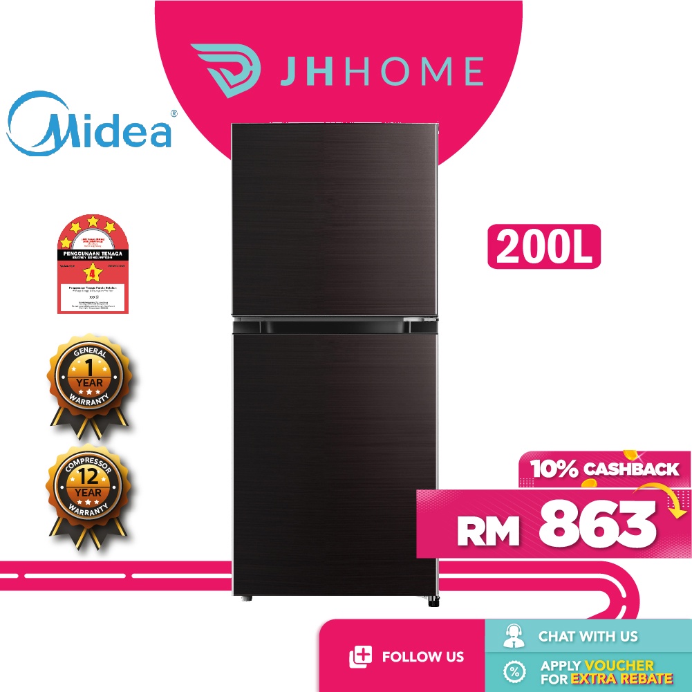 Midea 2 Doors Inverter Quattro Refrigerator (200L) MDRT268MTB28-MY ...