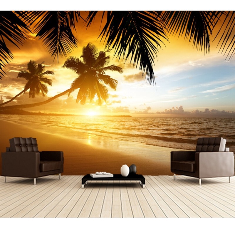 3D Beach Coconut Tree 049 Wall Murals