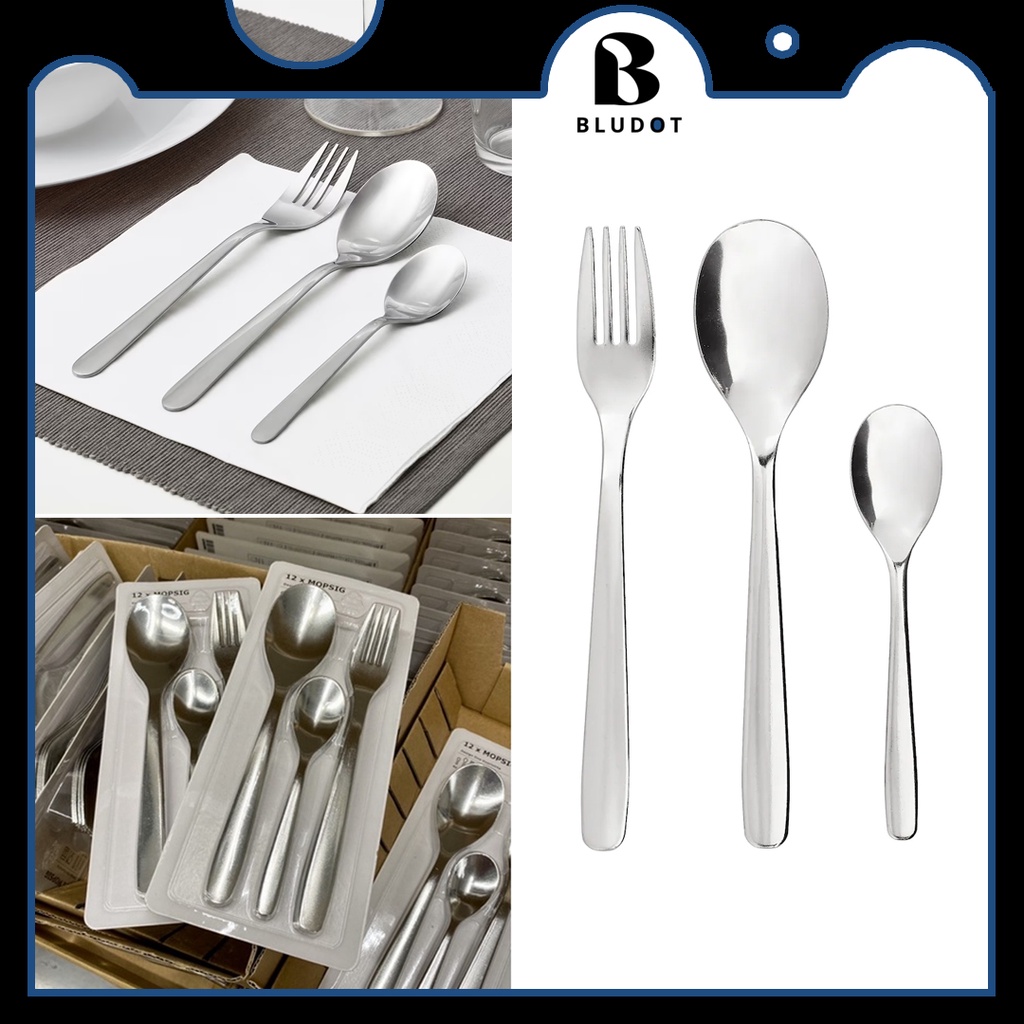 [12PIECE] IKEA CUTLERY SET MOPSIG CUTLERY SET SPOON FORK TEASPOON SET