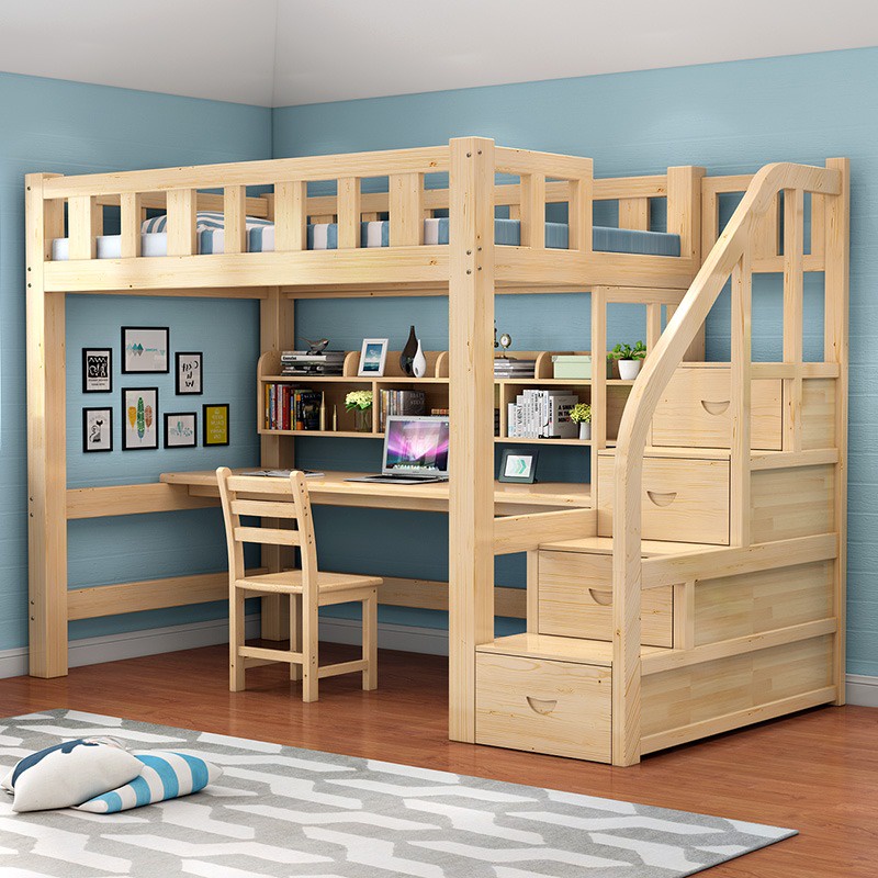 Kids Adult Bunk Bed Loft Bed Children Double Decker With Study Table Wardrobe Furniture Full Set