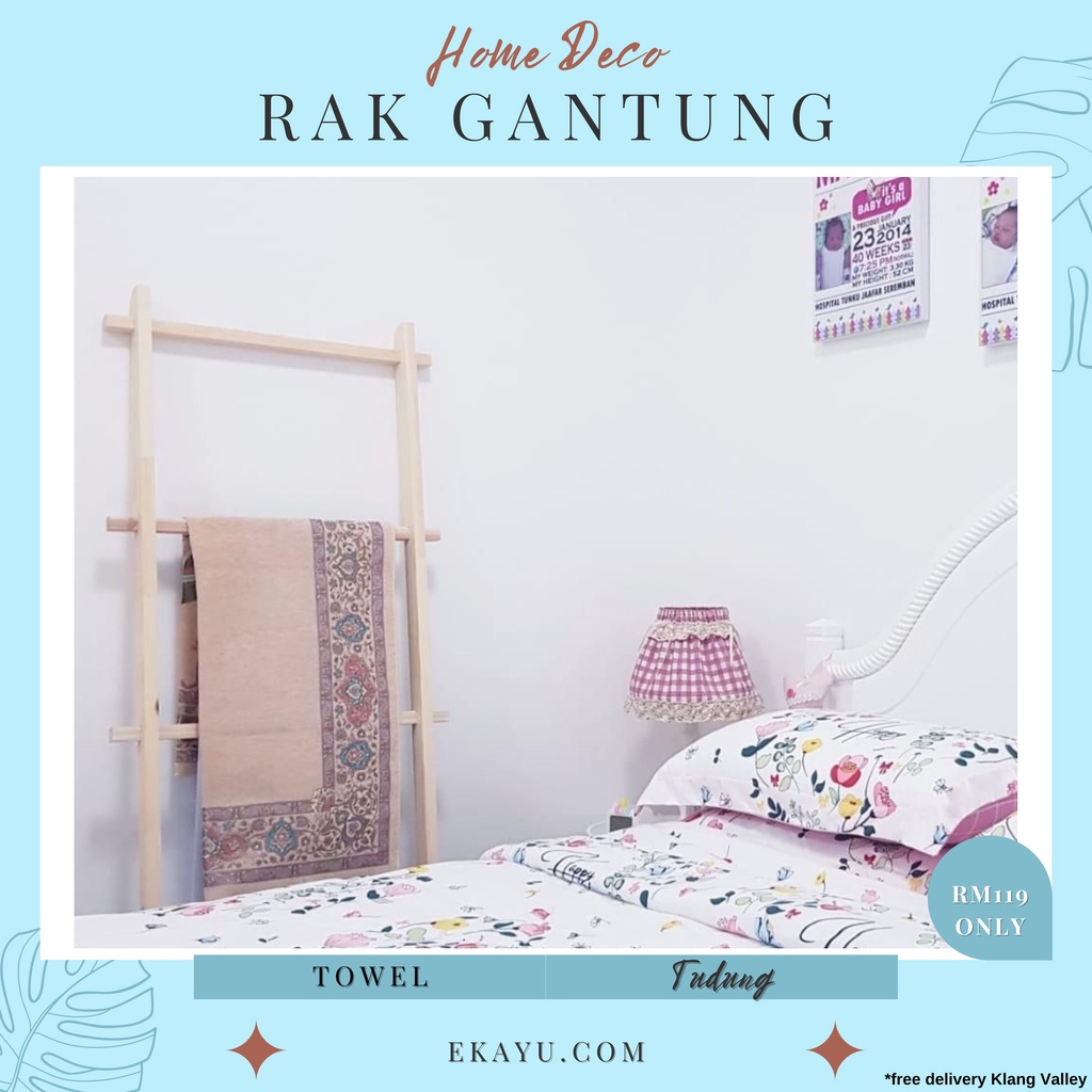 HOME DECO RAK GANTUNG SERBAGUNA LADDER KAYU PINE | Shopee Malaysia