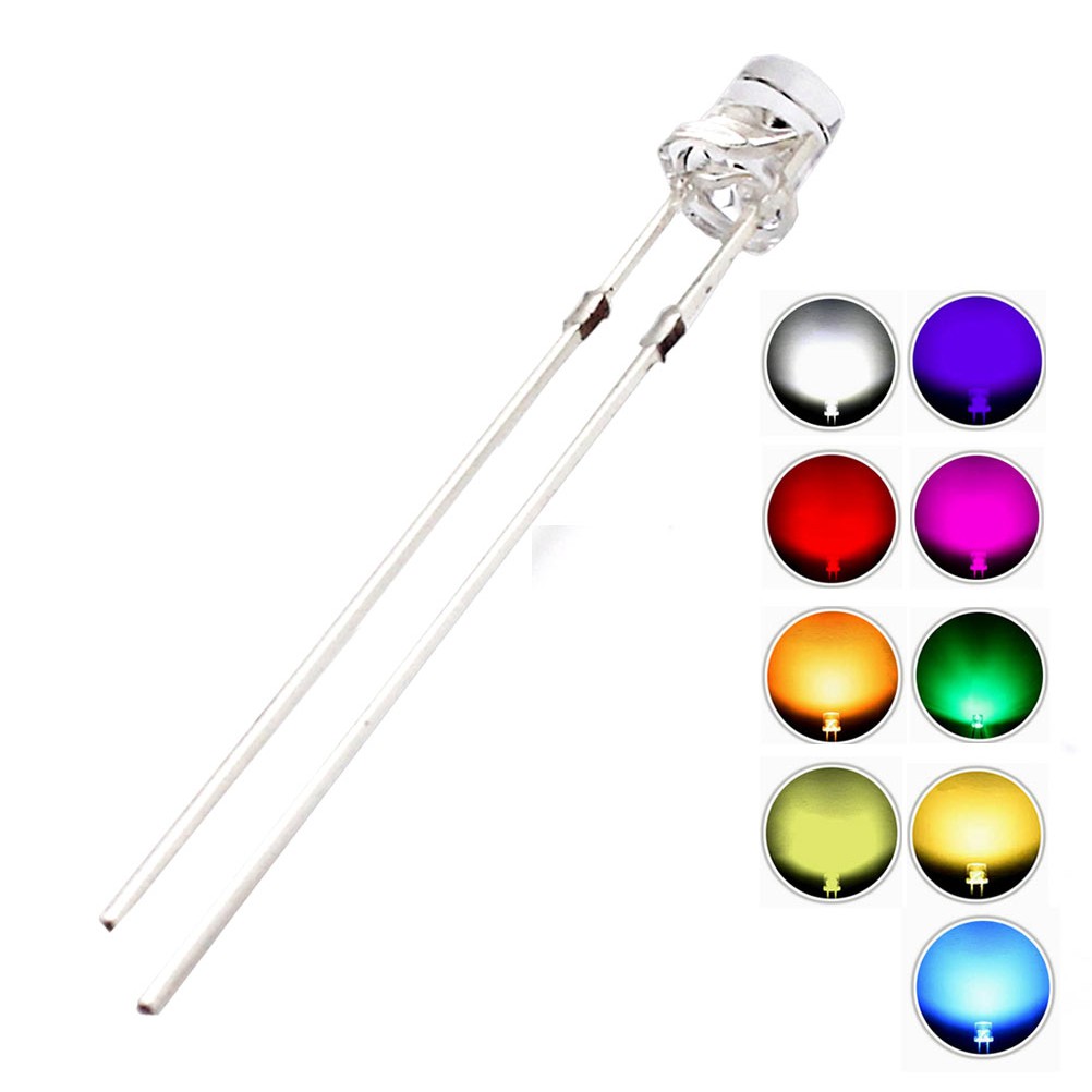 100pcs 3mm Blue Flat Top Lights Diodes Bright Lighting Bulb Lamps Electronics Components Light DC 3V 20mA Water Clear Transparent Lamps | Shopee Malaysia