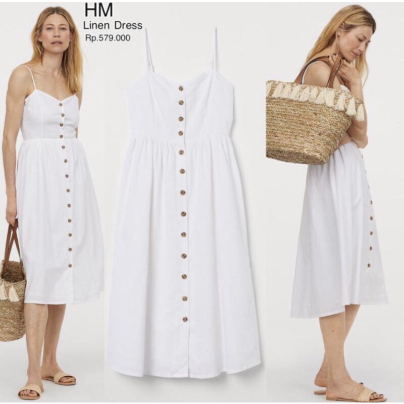 H&m white shop linen dress