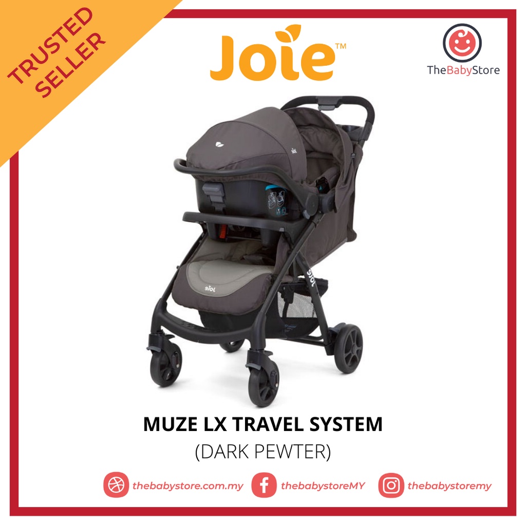 Joie Muze LX Travel System Stroller + Joie Juva Infant CarrierDark Pewter Shopee Malaysia