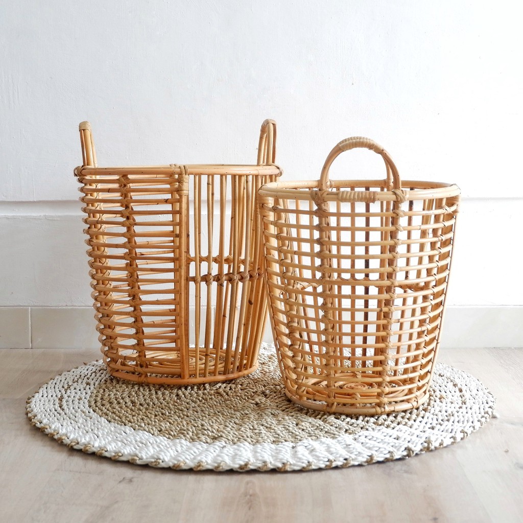 Rattan Basket 2in1 Contents 2pcs (Raw Basket/Raw Basket/Laundry Basket ...