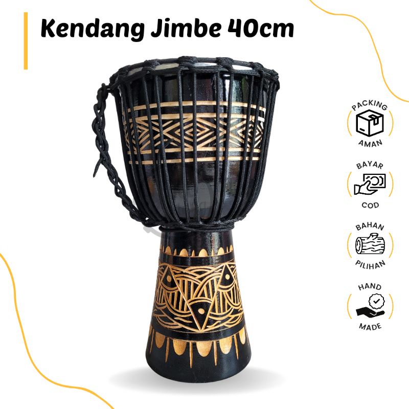 Traditional Musical Instrument Jimbe Drum 40cm Black Carved Reggae Drum ...
