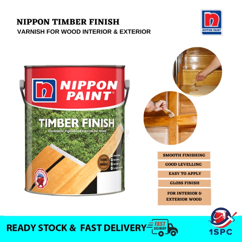 1L Nippon Paint Shellac Varnish Timber Finish Solvent Based For