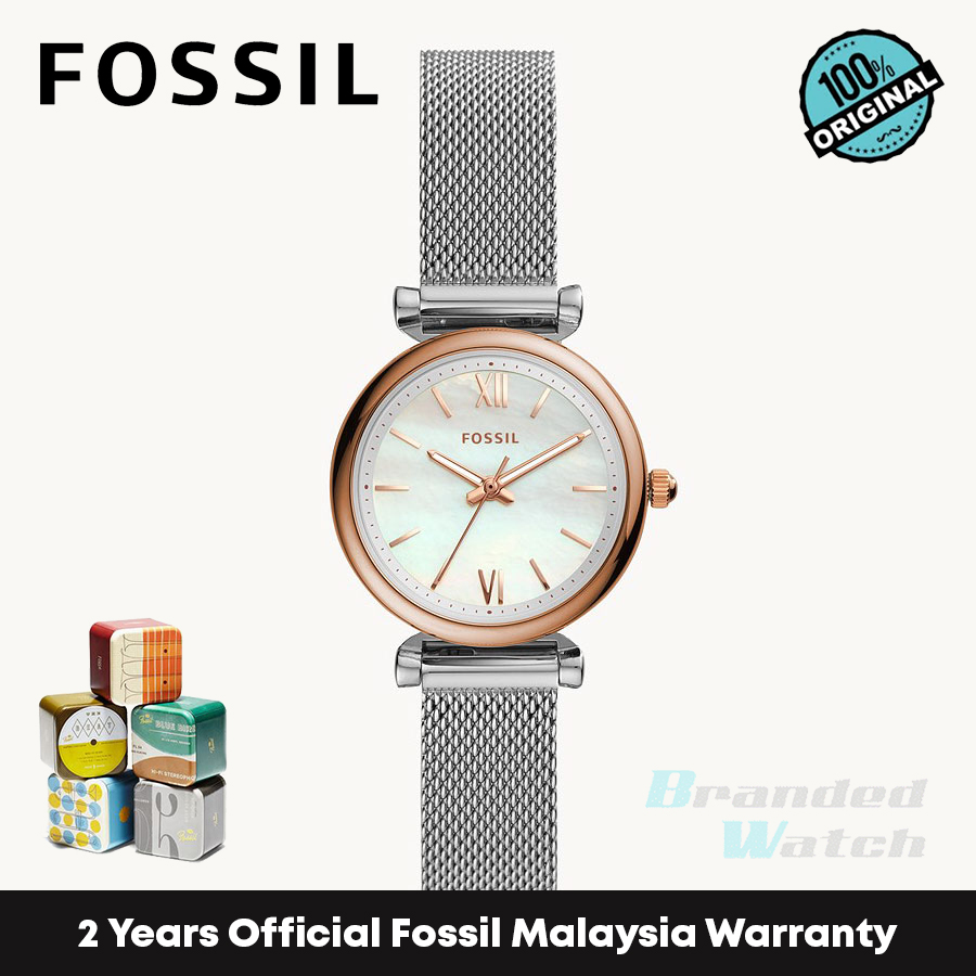 Official Warranty Fossil ES4614 Women s Carlie Mini Three Hand Stainless Steel Watch Shopee Malaysia