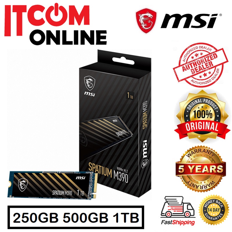 MSI SPATIUM M390 250GB 500GB 1TB M.2 NVME GEN3 SSD | Shopee Malaysia